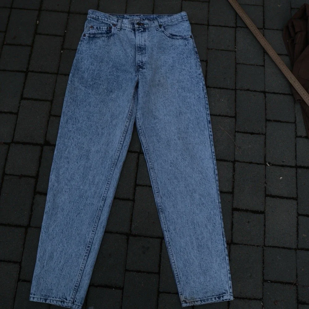 Vintage 1990 Levi's 550 Acid Wash Jeans 33x33 Light Wash Red Tab USA Made